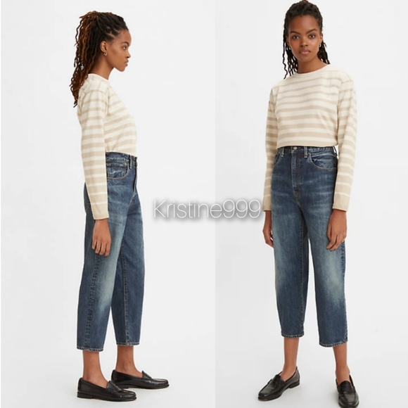 Levi's Japan Made & Crafted Barrel Loose Fit Jeans in Medium Dark Wash Mado NWT - Picture 2 of 9